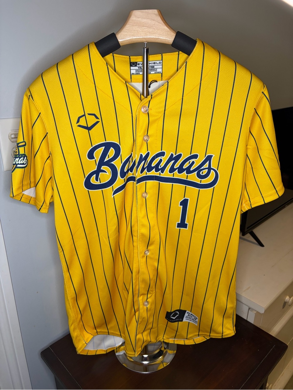 Savannah Bananas Youth Yellow Pinstripe Baseball Jersey